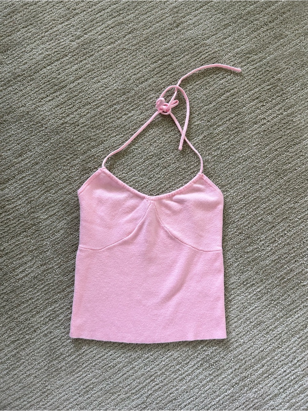 Pink Halter Sweater Tank Top LA Hearts